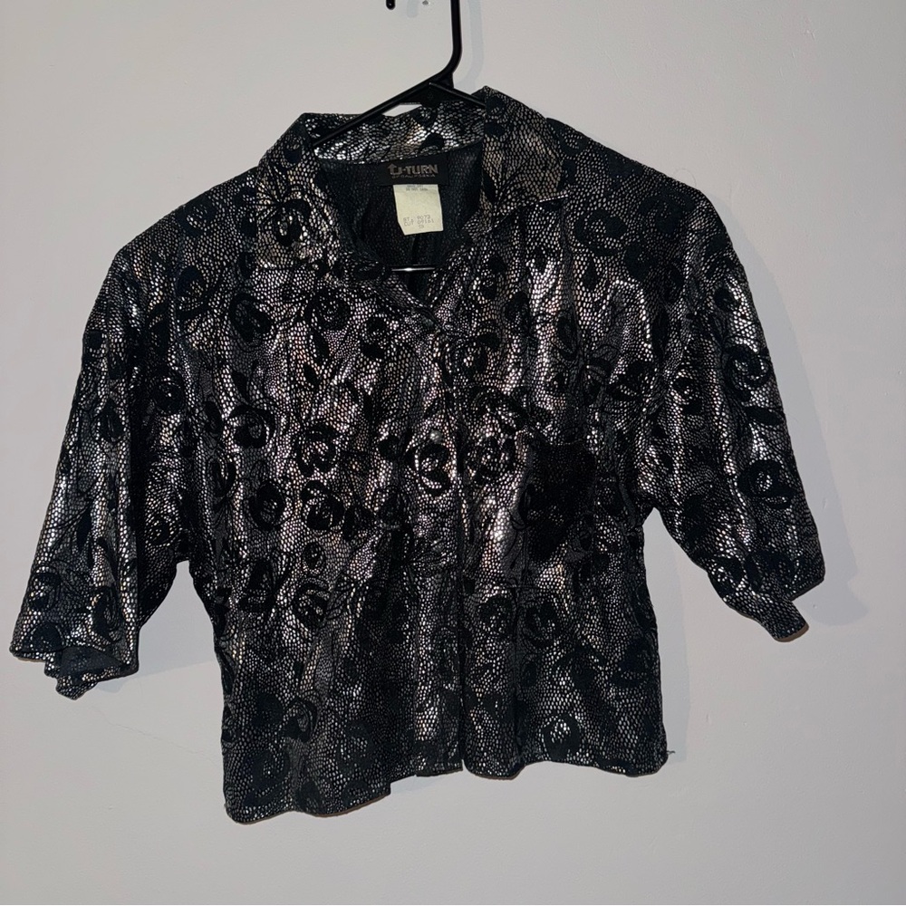 Black and Silver Patterned Blouse